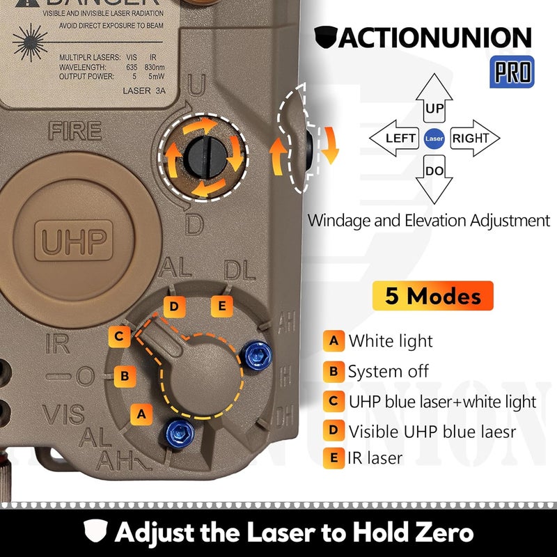 ACTIONUNION ليزر أيرسوفت PEQ-15S برو UHP الأزرق المرئي + ليزر IR + مصباح LED أبيض - Image 4